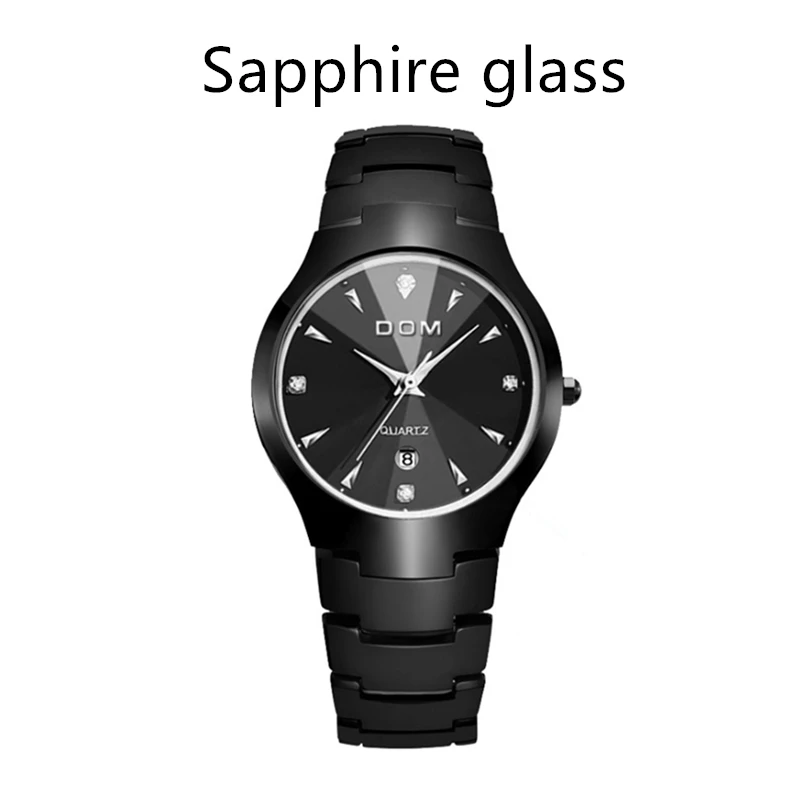 SapphireCrystal1MBK Мужские часы DOM, брендовые, популярные, спортивные, Роскошные, вольфрамовый, стальной ремешок, на запястье, 30 м, водонепроницаемые, бизнес, кварцевые часы, модные, повседневные, W-698-1M - Цвет: SapphireCrystal1MBK
