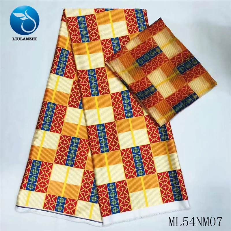 ML54NM0732 LIULANZHI африканская шелковая ткань лента шелковая ткань 4+ 2 ярдов Анкара Красная атласная ткань для платья Горячая Распродажа ML54NM07 - Цвет: ML54NM0732