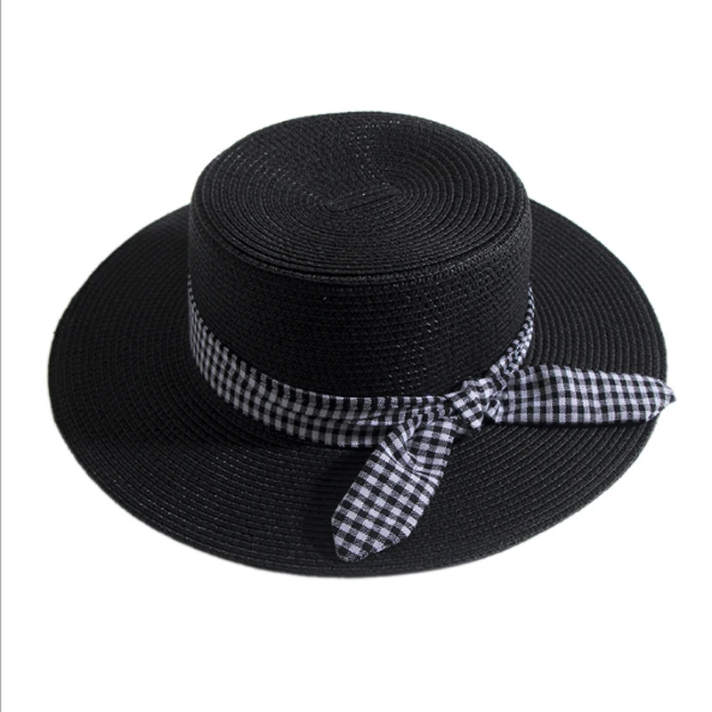 

2020 New Sun Hat For Women Summer Boater Hat Classic Bowknot Sun Hat Outdoor Beach Flat Top Caps Fashion Female Travel Hats
