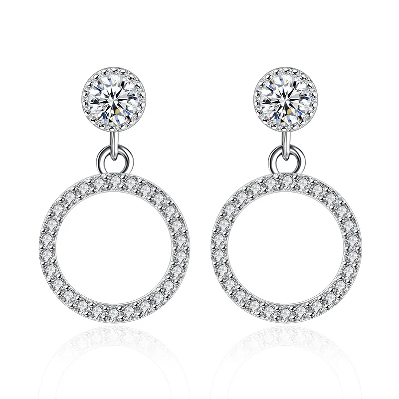 

OMHXZJ Wholesale European Fashion Woman Party Birthday Gift Star Round Heart AAA Zircon S925 Sterling Silver Stud Earrings YS495