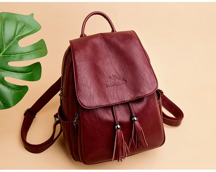Модный женский рюкзак Mochilas из овечьей кожи с кисточками, Женская дорожная сумка, рюкзаки, школьные рюкзаки для девочек-подростков