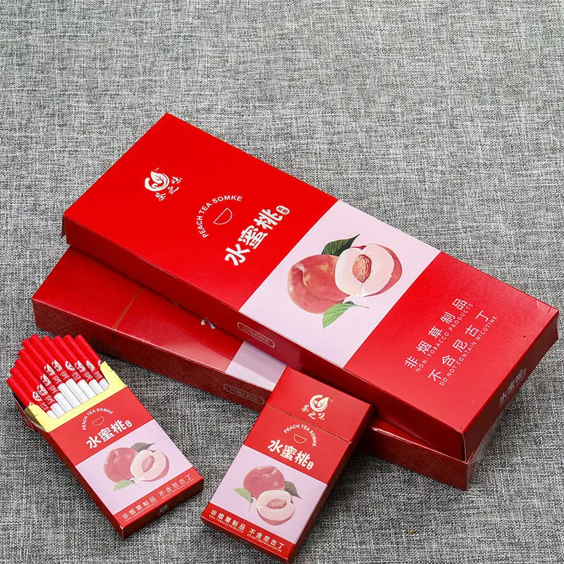 

TeaFlavor Peach Flavor Tea Cigarette Nicotine-Free Healthy Cigarette Thin Sticks 10 Packs