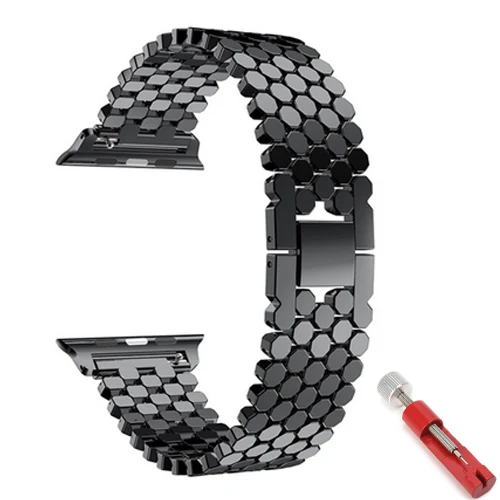 Ремешок для apple watch band 4 5 iwatch 44 мм 40 мм ремешок 42 мм 38 мм apple watch 5 4 3 2 1 аксессуары браслет из нержавеющей стали correa - Цвет ремешка: black