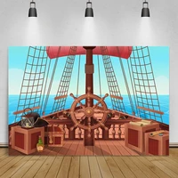 photo background pirate ship boat navigation deck wood box sea baby birthday cartoon photocall photography backdrop photo studio