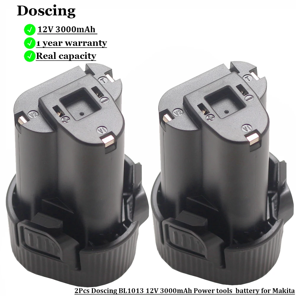 Doscing 2 шт. 10 8 V 3000 мА/ч литий Батарея Замена для Makita BL1013 TD090D TD090DW LCT203W LCT204 194550-6 MUS052D |