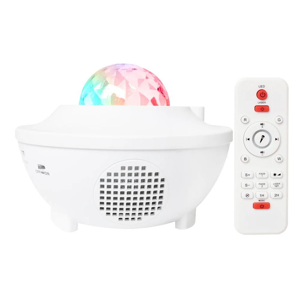 

USB LED Star Night Light Colorful Projector Starry Sky Night Light Music Water Wave Projector Light Bluetooth Sound-Activated