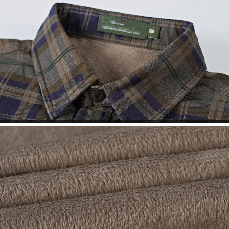 Мужская зимняя куртка из вельвета и хлопка рубашка с длинными рукавами флиса