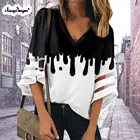 Noisydesigns2022 Летняя женская блузка, туника, женские шифоновые топы с v-образным вырезом и принтом молока, рубашки для девочек, Mujer, Прямая поставка, оптовая продажа, 4xl