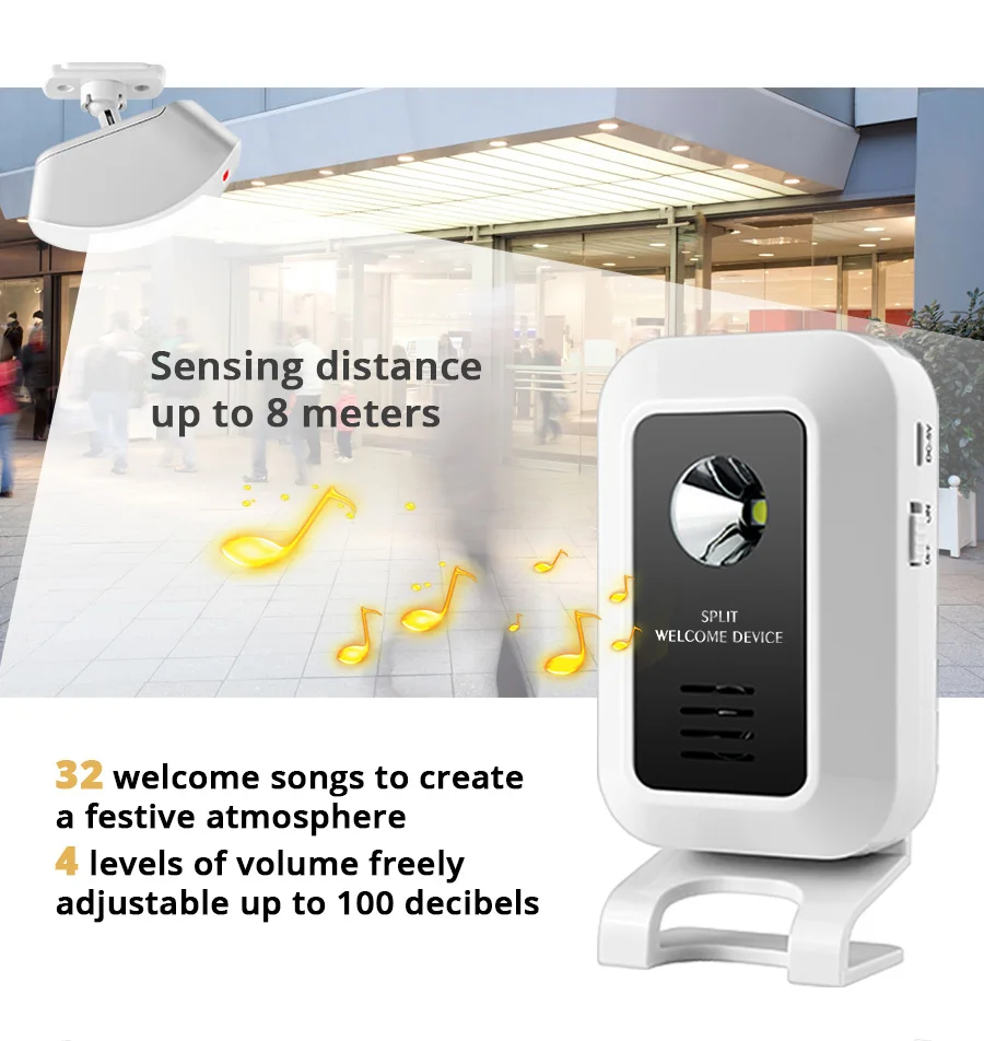 Беспроводной дверной звонок для гостей FUERS 433 МГц занавес датчик движения PIR