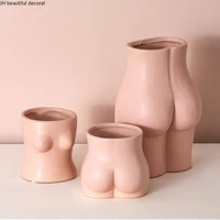 pink body art ceramic small vase abstract chest butt mini flower pot countertop vase decoration living room home decoration