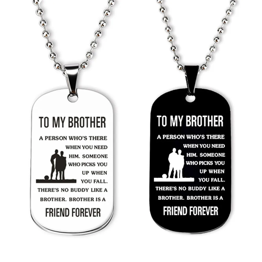 

Inspirational Brother Gifts Always Remember You Are Braver Stainless Steel Dog Tag Pendant Chain Necklace Family Friends Jewelry