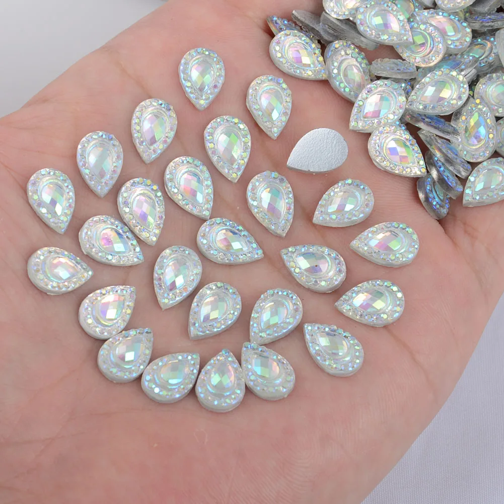 Цветные полимерные Стразы BOLIAO AB для самостоятельного изготовления 60 шт. 8*12 мм (0