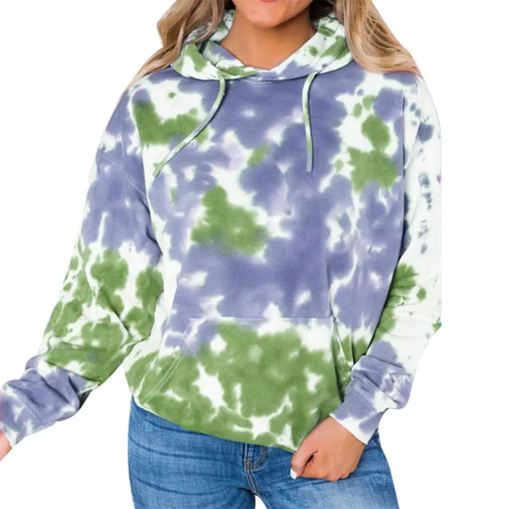

Autumn Women Casual Tie Dye Hoodies Hooded Long Sleeve Sweatshirt Pullover Top Pullover Women's Clothing