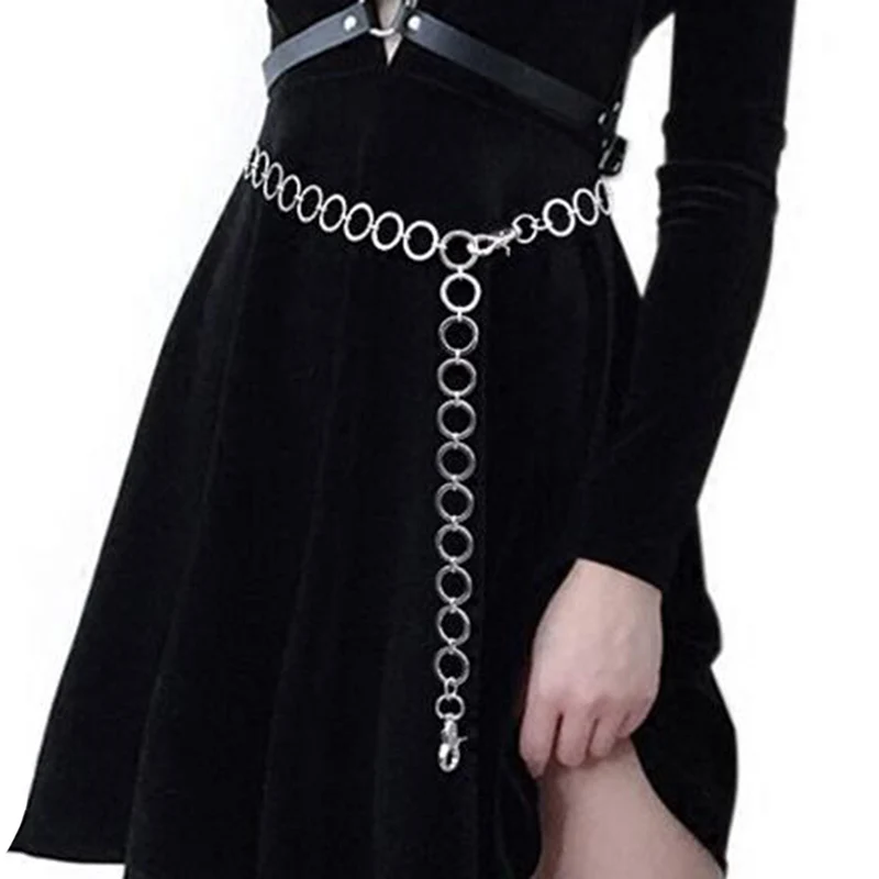 Women's Metal Belt Fashionable Elegant Silver Lady Waist Chain Dress Decorative Metal Belt