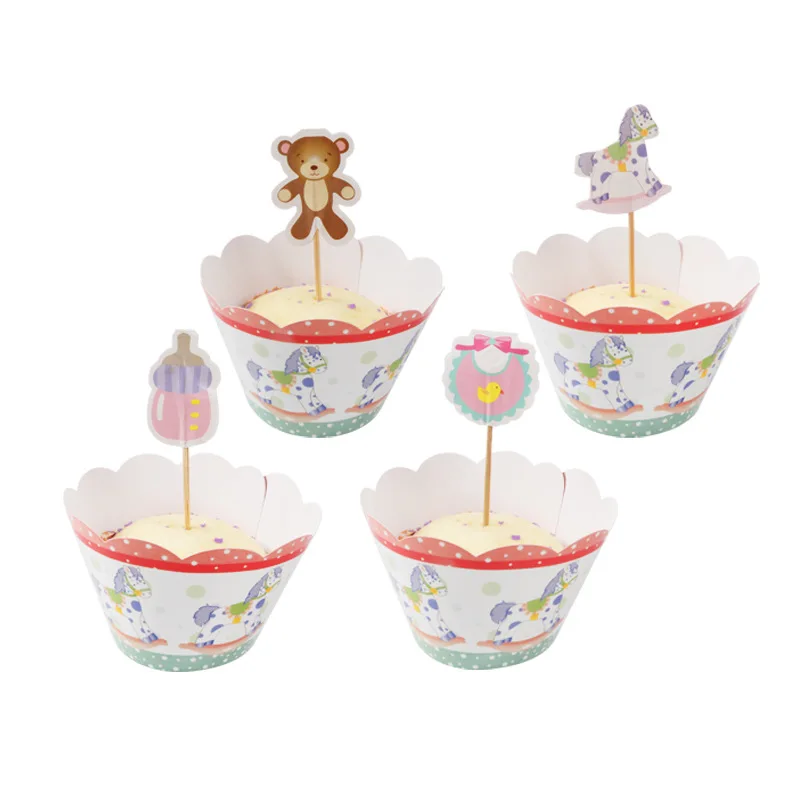 24 pcs/lot Red lips beard Cupcake Wrapper Birthday cake flag Cup Muffin Paper Topper for Party Supplies | Дом и сад