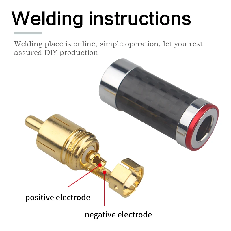 

4Pcs Carbon Fiber RCA Plug Gold / Silver Plated Audio Adapter for DIY HiFi Audio Cable Connector