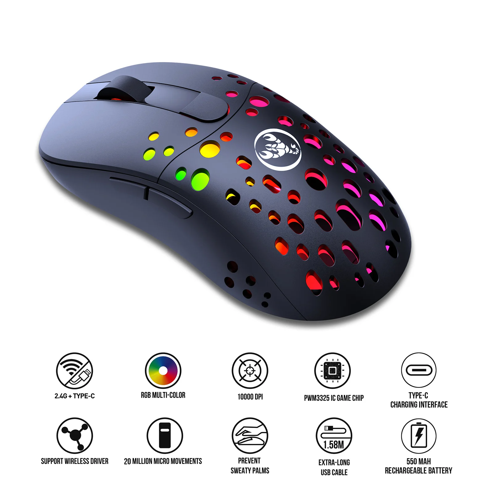 Мышь игровая Беспроводная/Проводная с двумя режимами 10000 мАч до 550 DPI|Мыши| |