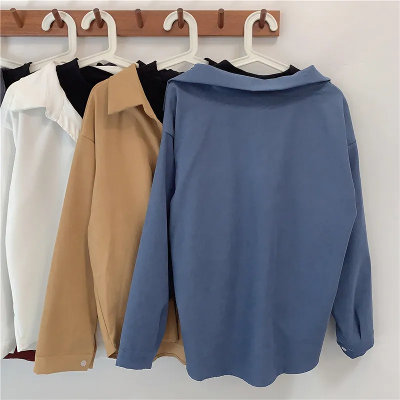 

Fashion Patchwork Fake Two Pieces Long Sleeve Ladies Tops Casual Loose Ins Shirts for Women Clothing Hipster 2020 New Blouses