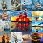 пейзаж на море лощадь красная картина по номерам Парусник краска раскраска на подарок рисуй сам хобби живопись по номерам Набор для рисования по номерам морской паром, 4 звезды, 26 цветов