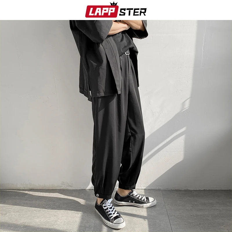 

LAPPSTER Мужские Streetwear бегуны Брюки 2019 Mens Hip Hop Black Тренировочные штаны мужчины корейской Fashions Harajuku Карманы Sweatpants 5XL