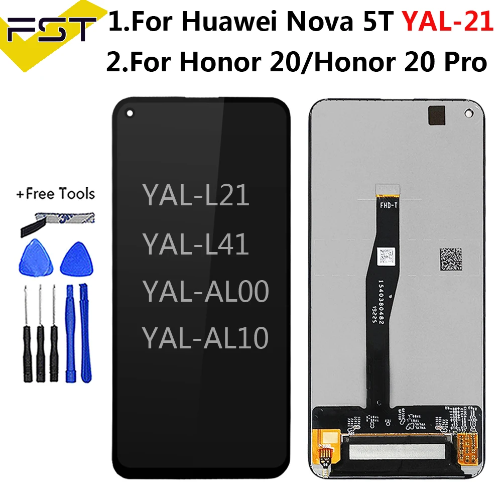 ЖК-дисплей 6,26 дюйма для Huawei Honor 20, сенсорный экран, дигитайзер для Nova 5T, Honor 20 Pro, дисплей, искусственные детали в сборе