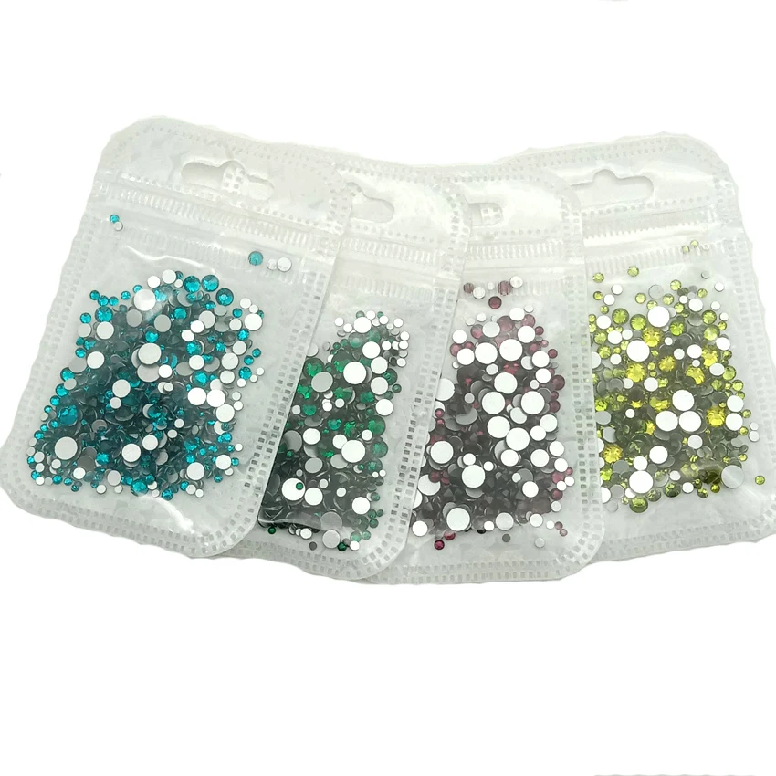 1 коробка стеклянные стразы для ногтей разразных размеров с плоской задней