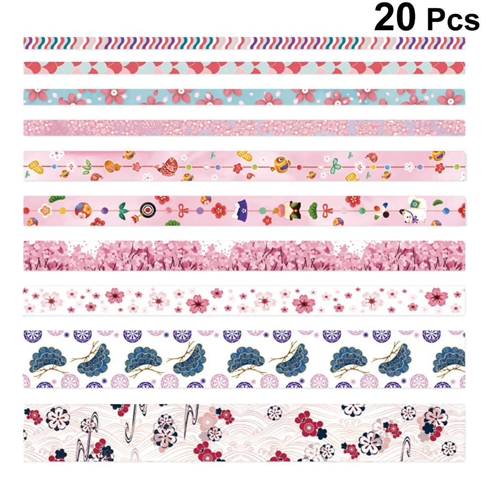 

2 Boxes of 10 Rolls Washi Packaging Tape Sticky Paper Tape Gift Wrapping Tape for Decoration Scrapbook DIY Diary (Cherry Tree)
