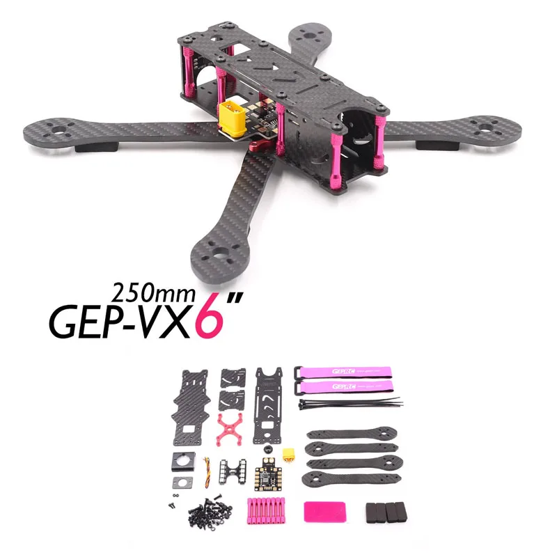 

GEPRC GEP-VX6 Frame 3K Carbon Board Parts FPV Racing Through The Frame Small Four-axis UAV for 6 Inch Propeller Drone