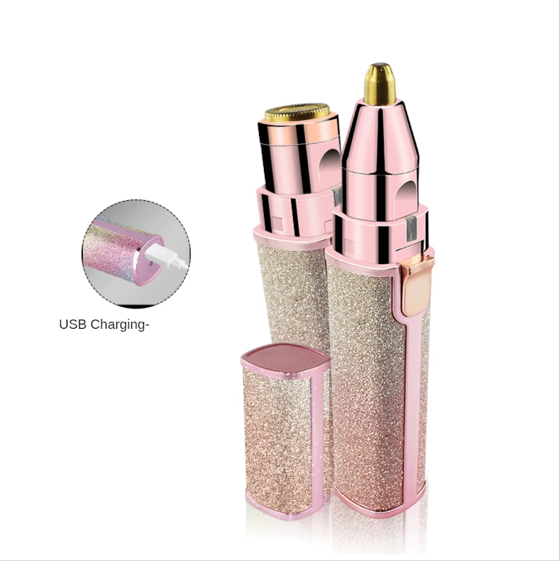 

2-in-1 Mini Epilator Eyebrow Trimming Instrument Colorful Shaver USB Electric Hair Remover Lipstick Shaving Hair Removal