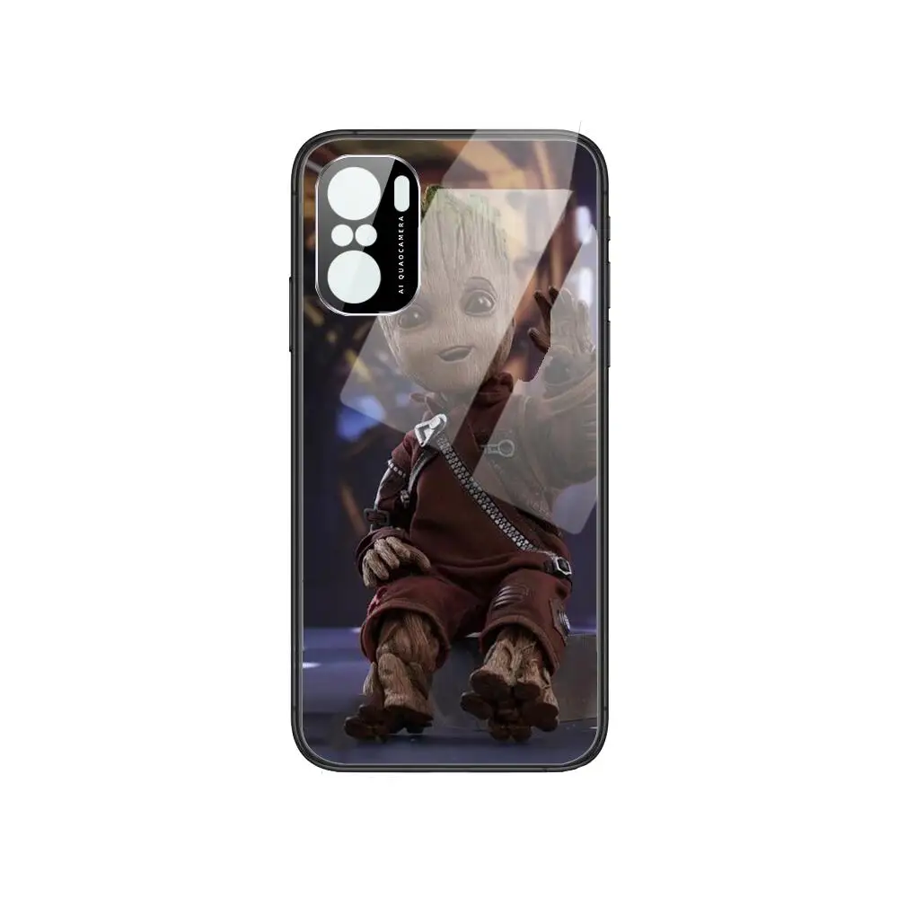 

Groot Phone Case For POCO F1 F2 F3 Pro X3 M3 9C 10T Lite NFC Anime Black Cover Silicone Back Prett mi 10 ultra covers