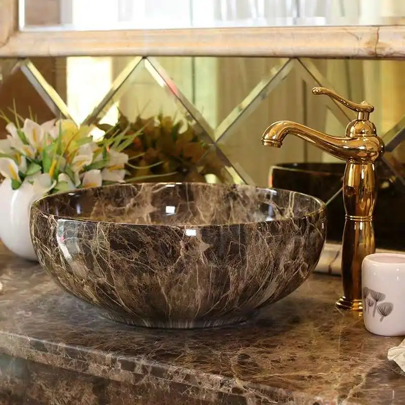 Круглая керамическая раковина для умывальника ванной комнаты | Обустройство