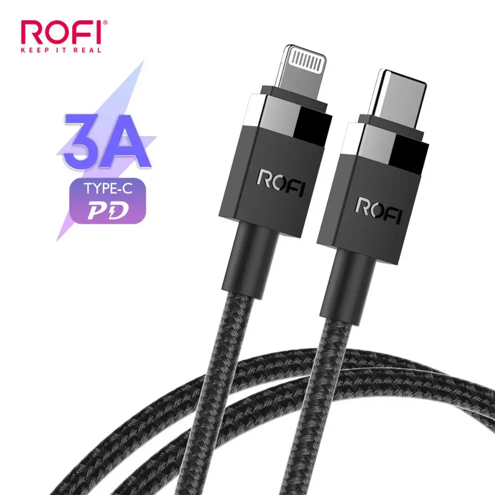 Кабель зарядный ROFI с разъемом Type C и Lightning для iPhone|Кабели мобильных телефонов| |