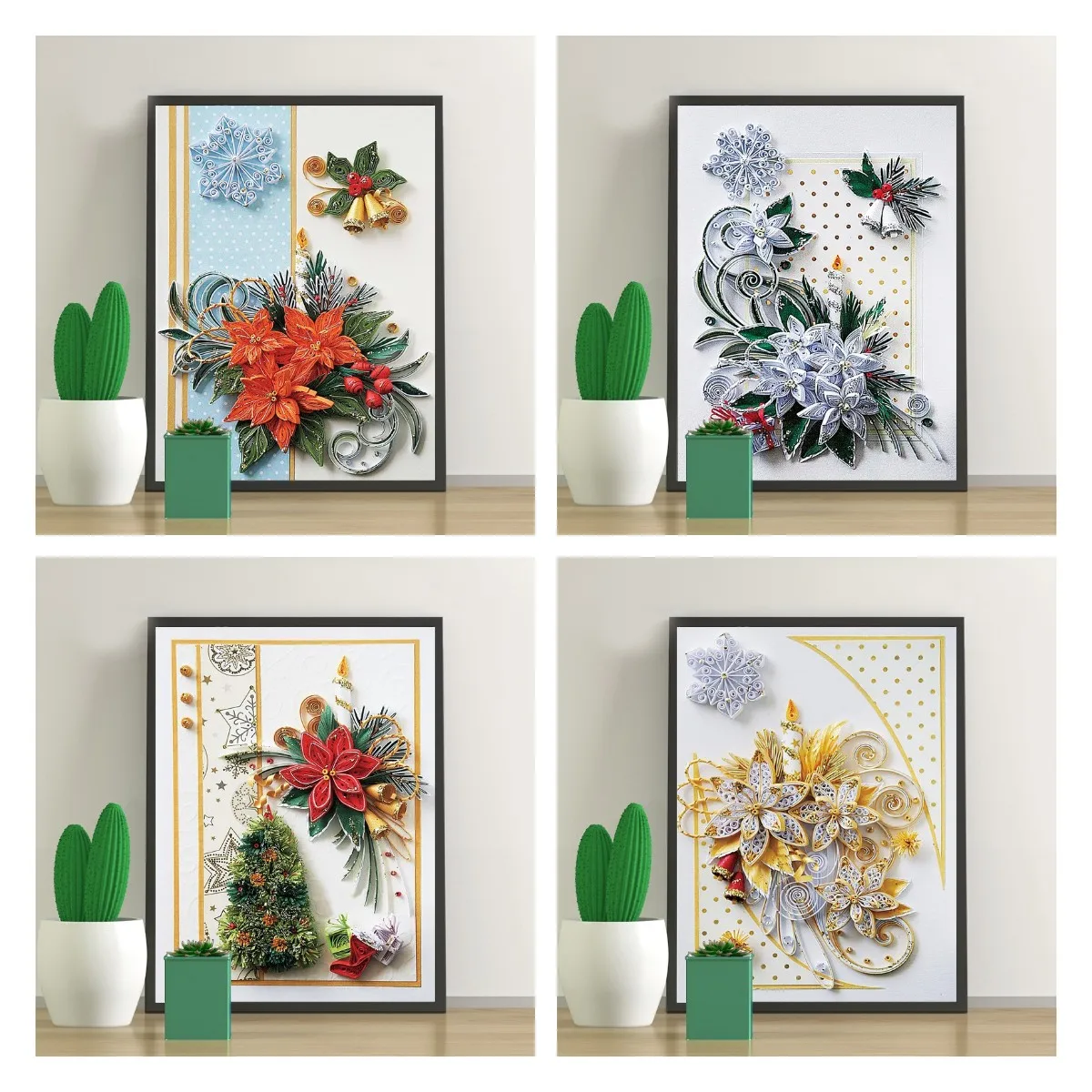 

2PCS Diamond Painting Embroidery Mosaic Picture Special Round Drill Christmas Flower Cross Stitch Kit Home Decor Dropshipping