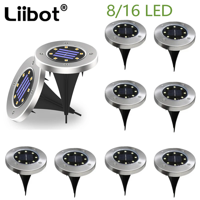 

Outdoor Solar Powered Ground Light Waterproof Garden Pathway Deck Lights With 8 LED Lamp for Home Yard Driveway Lawn Road Light