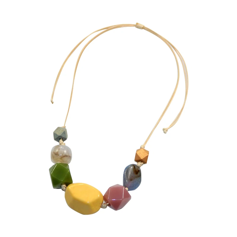 Ожерелье на длинной цепи смолы деревянная подвеска ожерелье для женщин