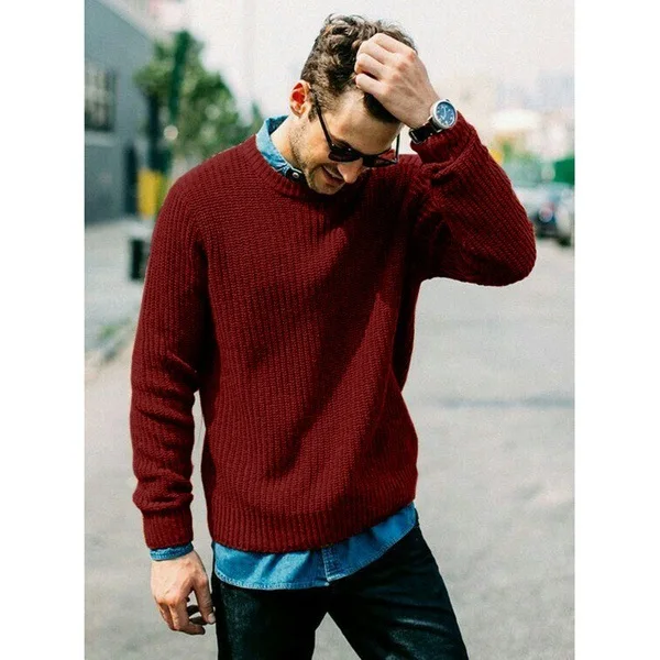 

2020 Men's Pullover Knitting Wool Solid Fashion Casual Various Color Warm Joket Stretchy O-neck Autumn Winter Male Sweater