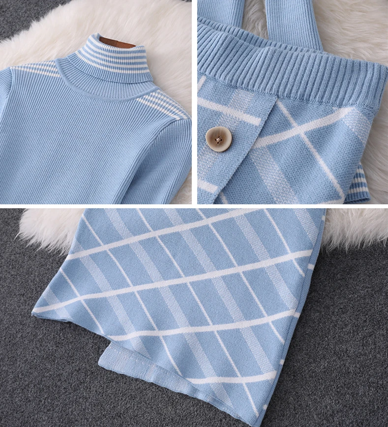 Женский дизайнерский трикотажный свитер и юбка комплект из двух предметов топ с