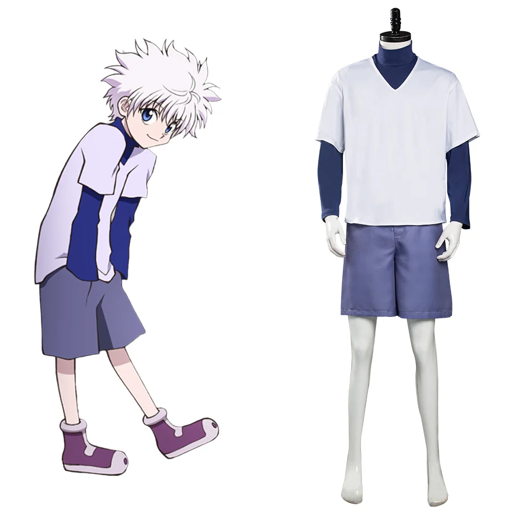 Костюм для косплея из аниме Hunter X Killua Zoldyck топ шорты наряды костюм на Хэллоуин