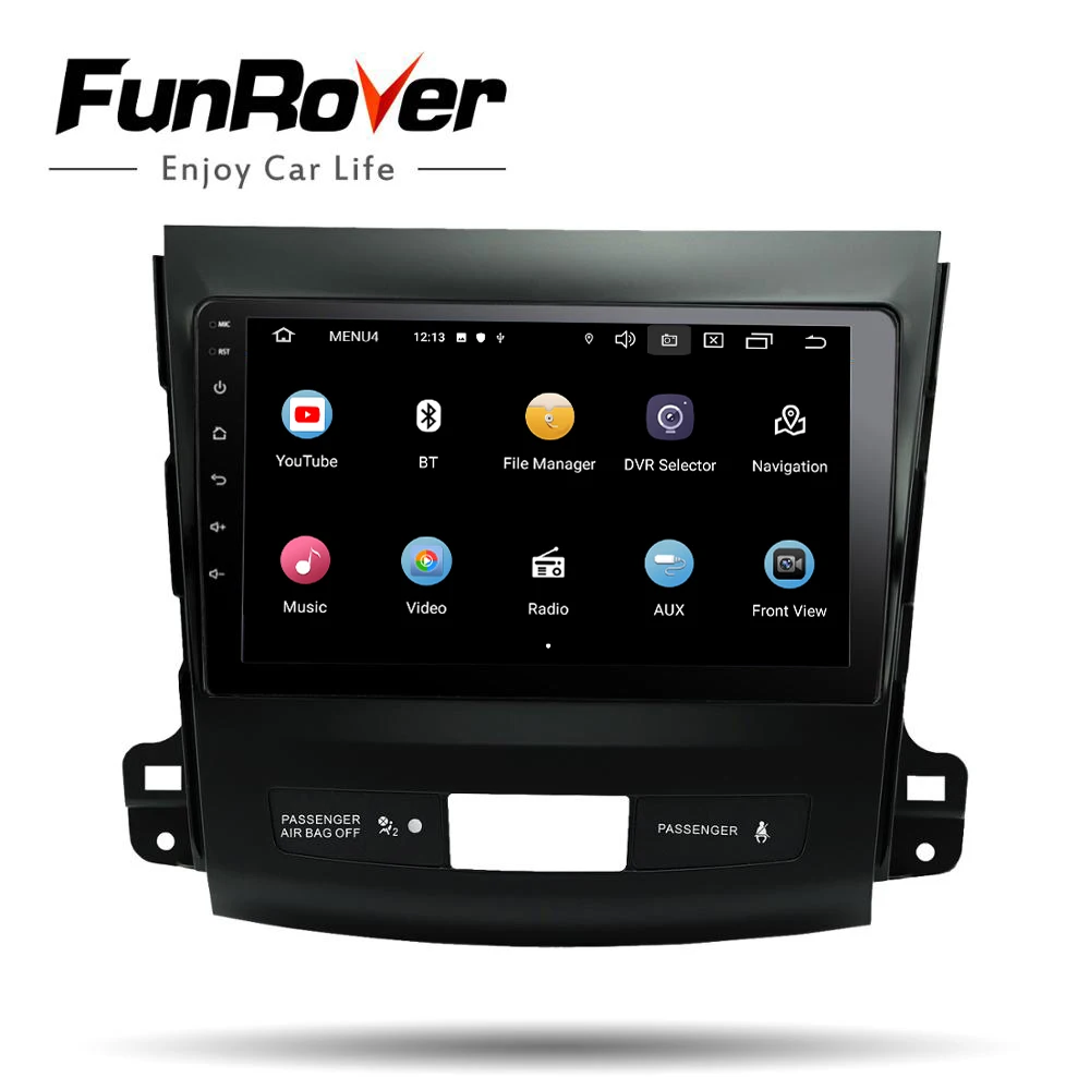 Funrover 2.5D+ ips android 9,0 автомобильный мультимедийный плеер Навигация dvd для Mitsubishi Outlander 2006- peugeot 4007/Citroen gps