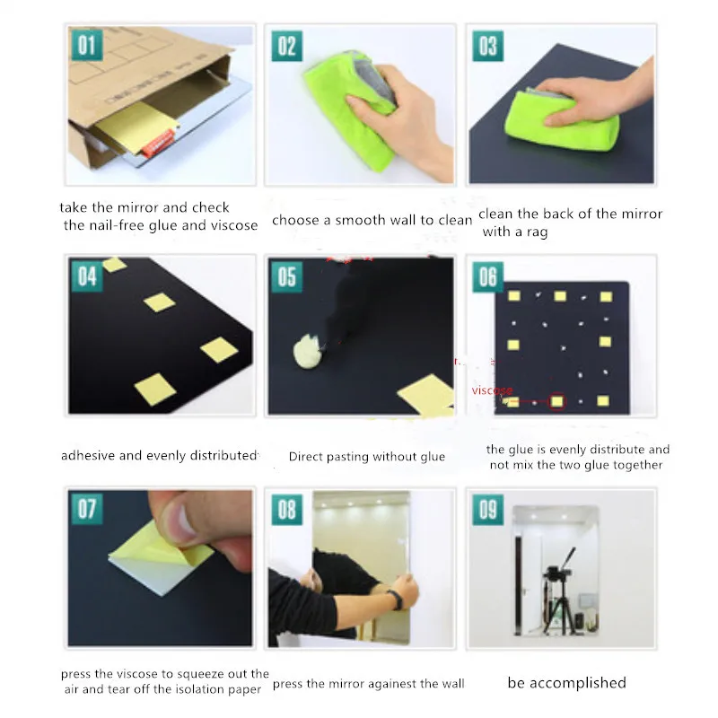 Зеркало настенное приклеенное к стене для студенческого общежития гостиной