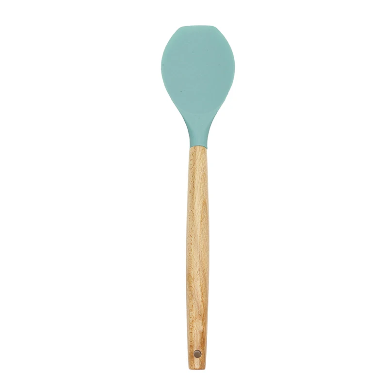 Ladle-Blue 9 видов стилей в розницу силиконовые кухонные инструменты силиконовая деревянная ручка ложка лопатка Черпак антипригарная кухонная посуда кухонные приспособления для выпечки - Цвет: Ladle-Blue