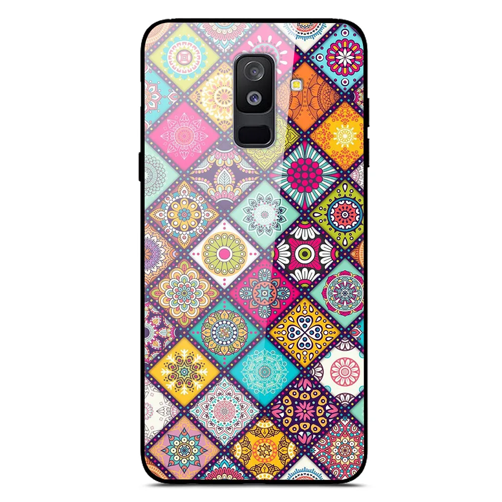 

Case For Samsung Galaxy A6 Plus Back Phone Cover Black Silicone Bumper With Tempered Glass Series 3