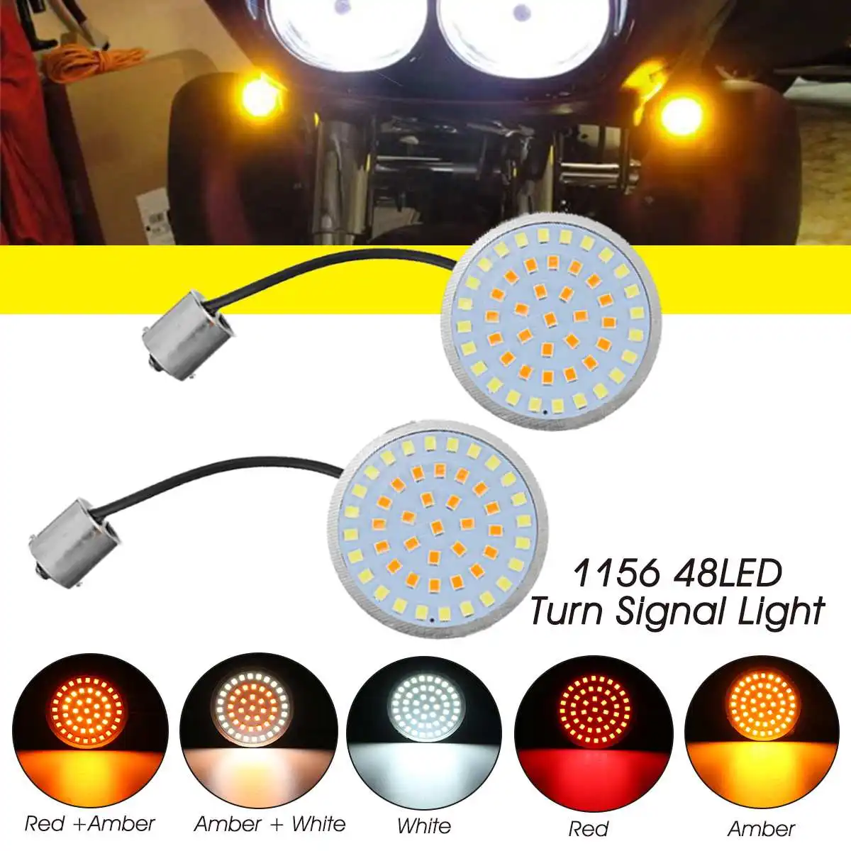 

2 шт. мотоциклетные светодиодный отложным воротником Сигналы поворота с 1156 база индикатор светильник