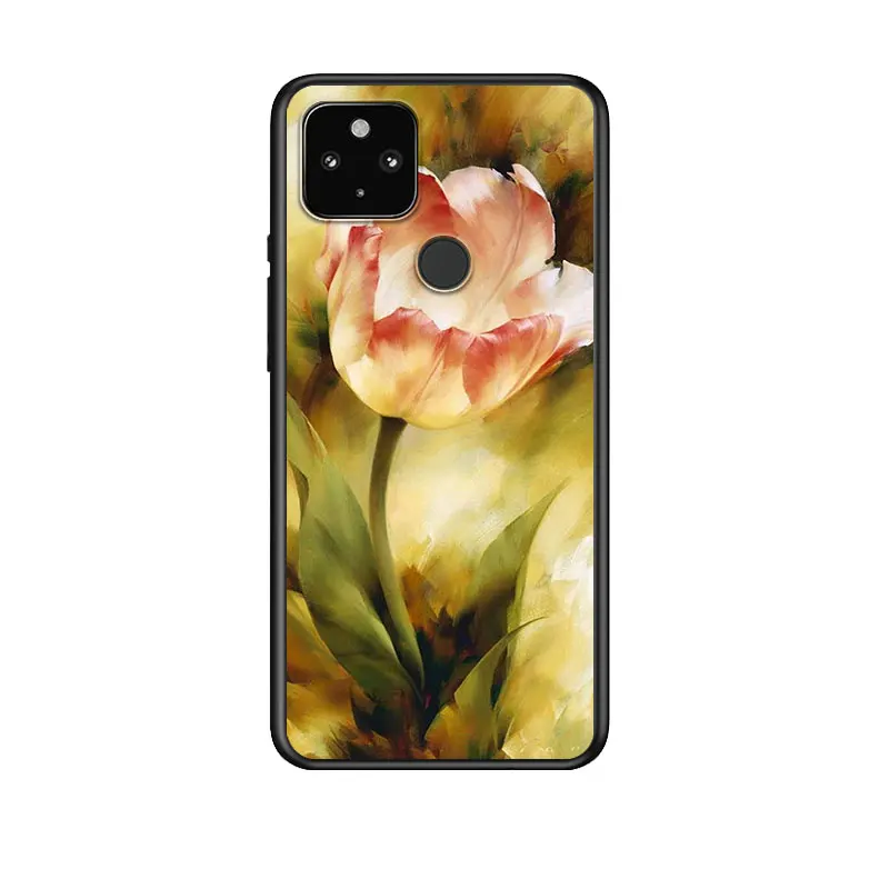 

Flower Oil Painting Art for Google Pixel 5 Pixel 4a 5G Pixel 4a Pixel 4 Pixel 4 XL Silicone Soft Black Phone Case Cover