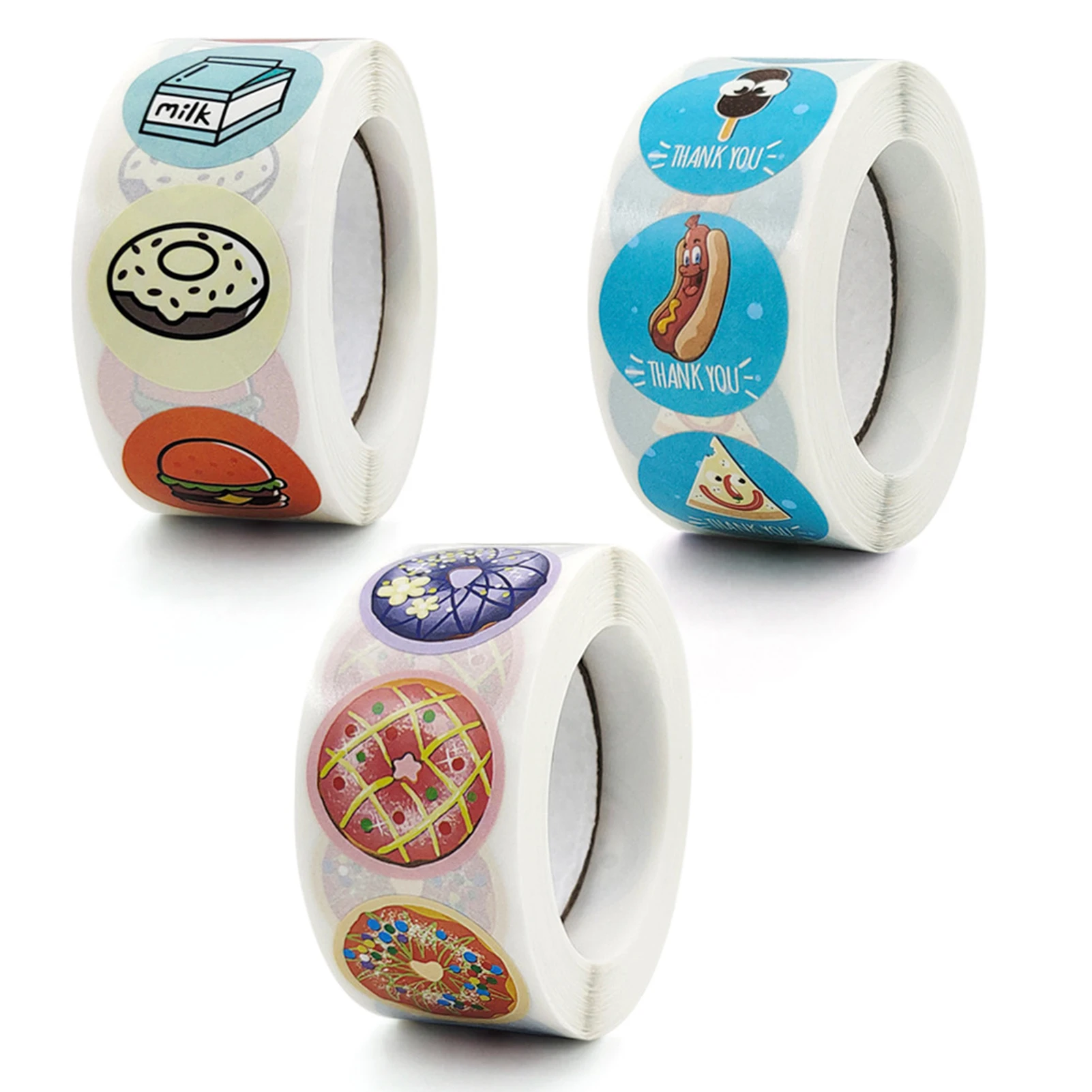 

Round Cartoon Food Label Stickers Paper Cute Thank You Stickers For Baking Packaging Seal Labels Home Stationery Stickers