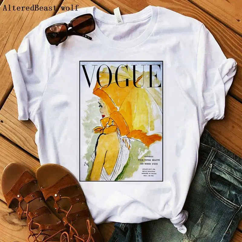 

Summer 2020 Vintage vogue T Shirt Women print T-Shirt Lady Tees 90s Harajuku Female T-Shirts Summer Short Sleeve Casual TShirt