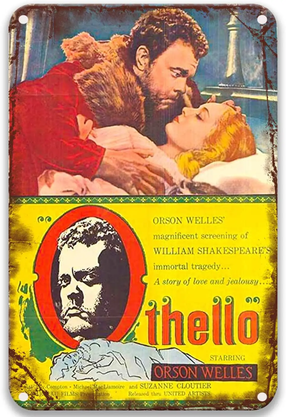 

The Tragedy of Othello The Moor of Venice (1951),Vintage Movies Metal Tin Signs Excellent for Office Living Room Home Decoration