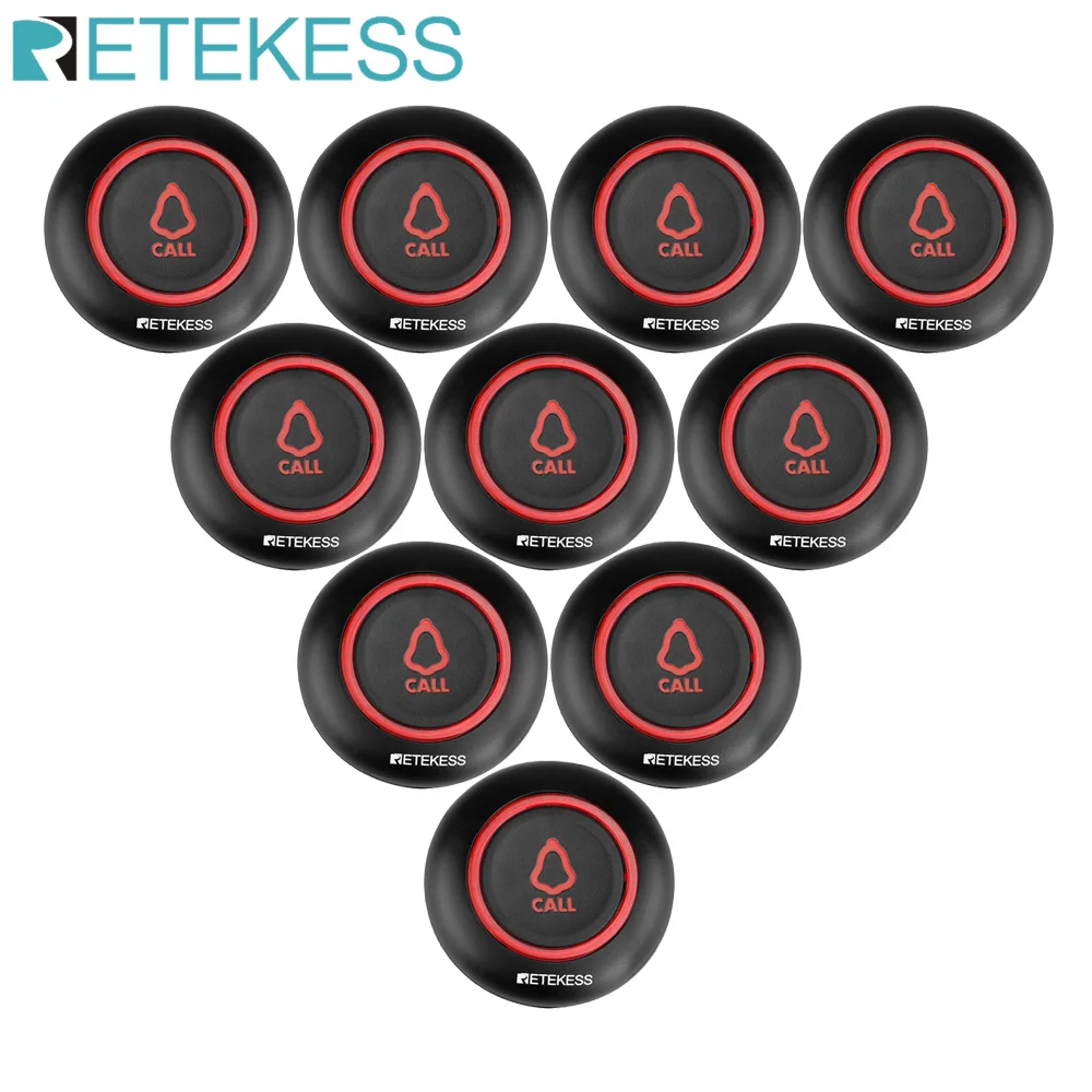 10pcs RETEKESS TD019 433.92MHz Wireless Pager Call Button Transmitter For Waiter Service Restaurant Cafe Hookah Clinic