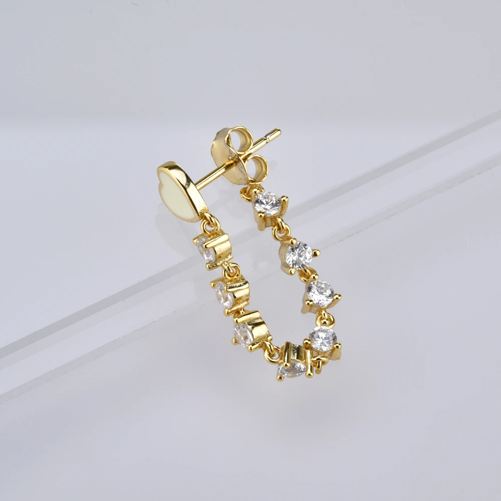 Женские серьги-гвоздики ANDYWEN из серебра 925 пробы с эмалью красными цепочками