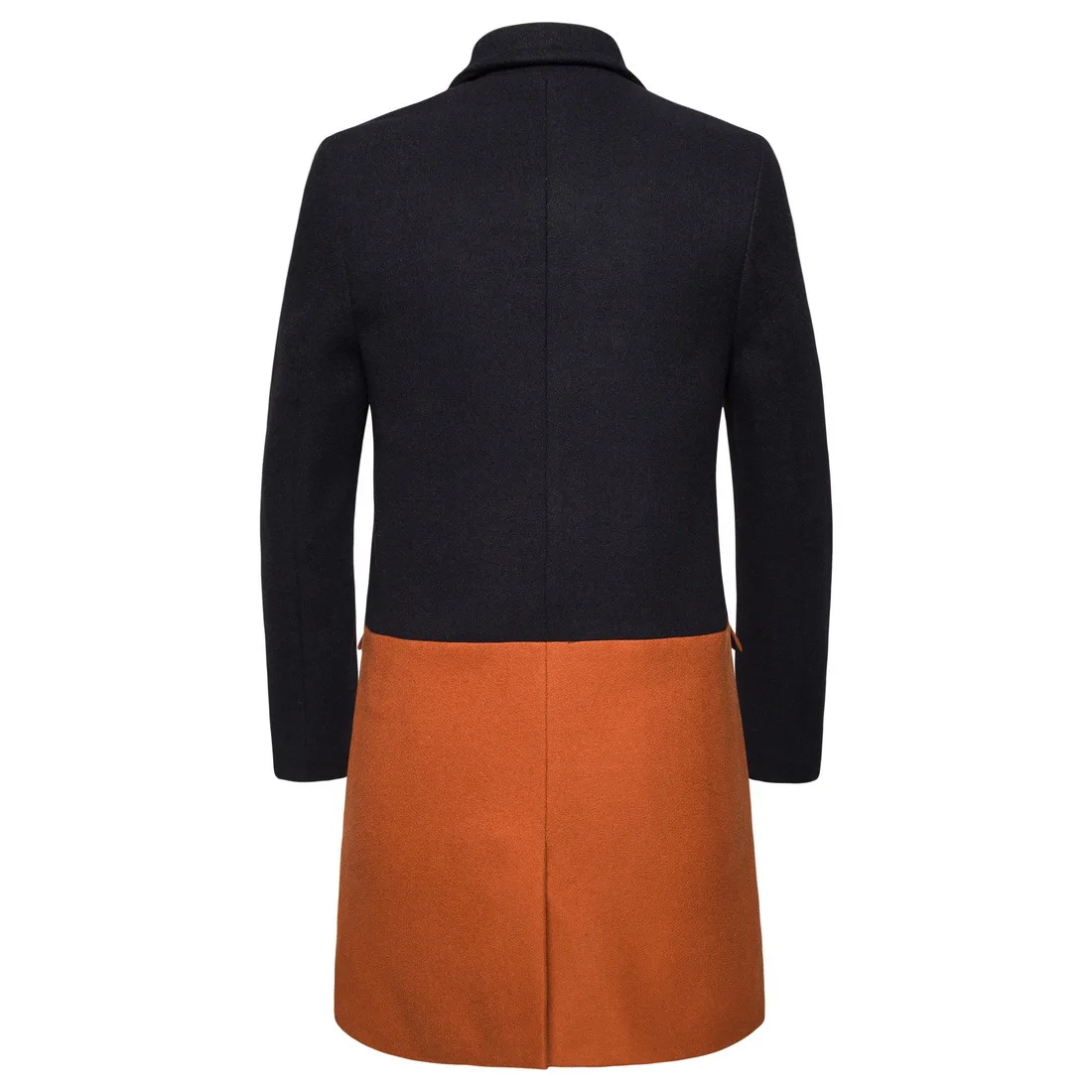 Мужской твидовый Тренч приталенный длинный контрастных цветов с прострочкой